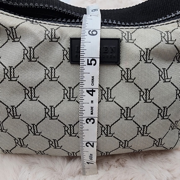 Lauren Ralph Lauren 90a y2k monogram shoulder bag with silver‎ buckles on sides - Picture 9 of 13